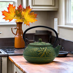 Load image into Gallery viewer, 900ml Small Cast Iron Tea Kettle, SECHUDO Teapot Coated with Enameled Interior for Stovetop, Japanese Green Tea Pot with Stainless Steel Strainer for Loose Leaf, Pine,Bamboo and Plum Pattern(30.4oz)