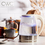 Load image into Gallery viewer, COOK WITH COLOR Electric Tea Kettle, 1.8L Cordless Hot Water Boiler, 1200W Rapid Boil, Auto Shutoff &amp; Boil Dry Protection, BPA-Free, Sleek Countertop Design, Cream