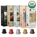 Load image into Gallery viewer, Organic USDA Café Romano Coffee Aluminum Espresso Pods For Nespresso Original Machine 100 Pack Italian Espresso Coffee (Variety pack)