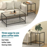 Load image into Gallery viewer, Nesting Coffee Table,Small Glass Coffee Table Set of 2,Black Modern Square Sofa Side Tea Table for Living Room,Bedroom and Small Spaces,2 Tier Tempered Glass with Sturdy Metal Frame, Easy Assembly