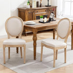 Load image into Gallery viewer, French Country Dining Chairs Set of 2, Beige Round Back Dining Chairs with Linen Upholstered Seat, Solid Wood Legs, Farmhouse Kitchen &amp; Dining Room Chairs, Sillas De Comedor (Beige, 2Pcs)