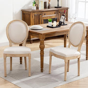Vintage French Country Dining Chairs Set of 2, Linen Fabric Dining Chair with Solid Wood Legs, Beige Upholstered Dining Chairs, Sillas para Comedor, Kitchen & Dining Room Chair (Beige, Linen, 2Pcs)