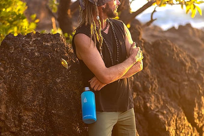 HYDRO CELL Stainless Steel Insulated Water Bottle with Straw - For Cold & Hot Drinks - Metal Vacuum Flask with Screw Cap and Modern Leakproof Sport Thermos for Adults (Sky/Blue 32oz)