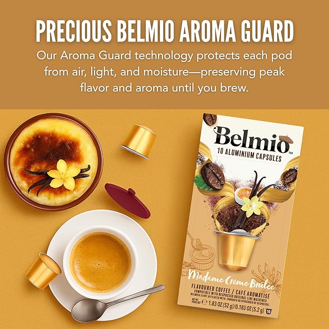 Belmio Madame Crème Brûlée Espresso Coffee Pods – Medium Roast – Creamy & Sweet - Nespresso Original Line Compatible – 10 Count (Pack of 10)