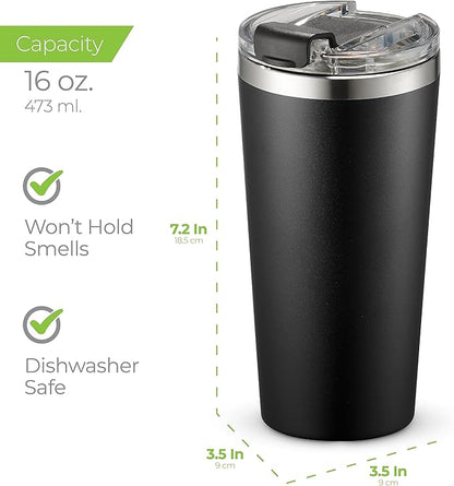SIPX™ Triple-Insulated Tumblers - 16oz. Premium Modern Tumbler With Lid, insulated Cup Keeps Hot For 6 Hours, Stainless Steel Tumbler Made Of Sustainable Material, Coffee Travel Mug For Home & Office
