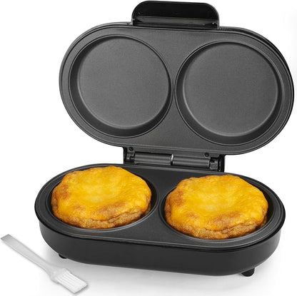 Omelette Maker Electric, Omelette Pan Nonstick, Dual Omelette Makers with 2 x 4.75” Round Grooves, Egg Bite Maker, Electric Double Egg Pan, Mini Pancake Maker, Breakfast Sandwich Maker, Black