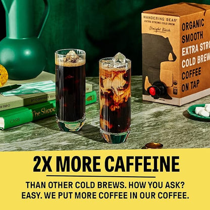 Wandering Bear Organic Caramel Cold Brew Coffee On Tap, 96 fl oz - Extra Strong, Bold, Smooth, Unsweetened, Shelf-Stable, Ready to Drink, Gluten Free, & Vegan, Iced Cold Brewed Coffee Drinks