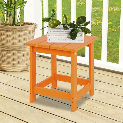 LZRS Adirondack Square Outdoor Side Table for Patio, Pool Composite Patio Table,HDPE End Tables for Backyard,Pool, Indoor Companion, Easy Maintenance & Weather Resistant(Orange)