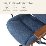 Load image into Gallery viewer, HULALA HOME Solid Wood Office Chair with Rocking Function, Comfy Fabric Desk Chair with Bent Wood and Metal Base, Height Adjustable Swivel Computer Task Chair, Navy
