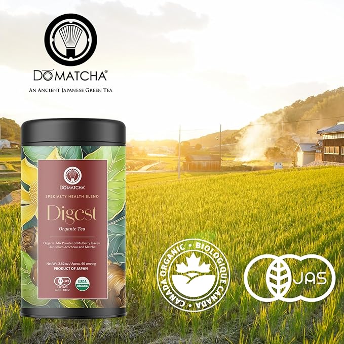 DoMatcha Digest Blend - Green Mix, 2.82 oz - Digest Health Blend with Mulberry, Jerusalem Artichoke & Organic Matcha for Vitality & Focus - Soothing Tea Experience - Product of Japan