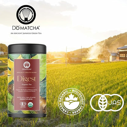 DoMatcha Digest Blend - Green Mix, 2.82 oz - Digest Health Blend with Mulberry, Jerusalem Artichoke & Organic Matcha for Vitality & Focus - Soothing Tea Experience - Product of Japan