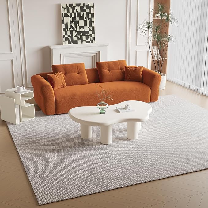 Cloud Coffee Table, Irregular Cream White Coffee Table with 4 Legs, Modern Center Table for Living Room, Indoor Tea Table, Easy Assembly