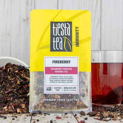 Tiesta Tea - Cranberry Hibiscus Rooibos Tea, Fireberry, Loose Leaf, Herbal Blend with Hibiscus, Cranberry, Currants & Rooibos, Enjoy Hot or Iced, 1.7oz Resealable Pouch, 25 Cups