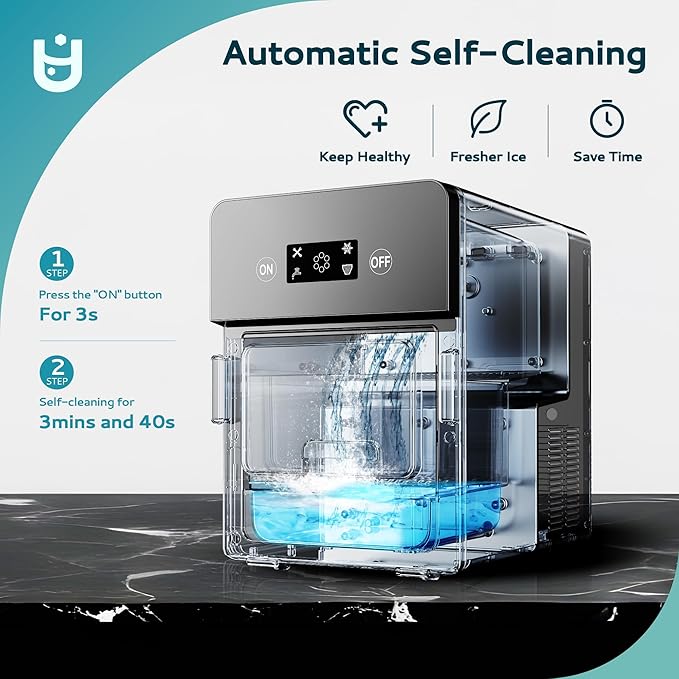 EUHOMY Ice Ball Maker Countertop, 144Pcs/day, 4Pcs Ready in 40Mins, Self-Cleaning, Sphere Ice Maker Machine with Crystal Clear Ice for Whiskey/Brandy/Rum