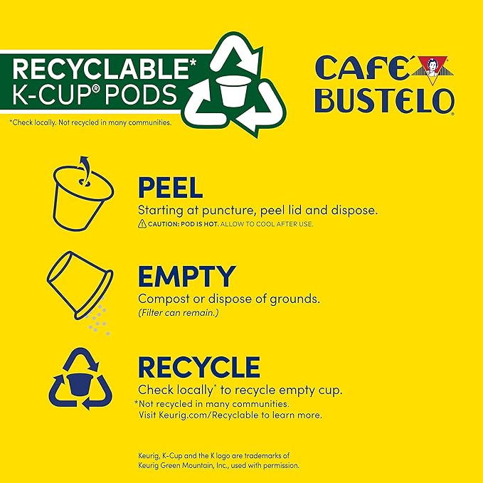 Café Bustelo Espresso Style Dark Roast Coffee, 128 Keurig K-Cup Pods