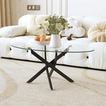 Load image into Gallery viewer, Oval Coffee Table Modern Living Room Table with Tempered Glass Top and Black Metal Legs Contemporary Stylish Center Table Tea Table for Living Room Office