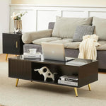 Load image into Gallery viewer, COSVALVE 41.3IN LED Black Coffee Tables for Living Room with 16 Colors LED Lights, Modern Minimalist Coffee Table with Fluted Panel, Rectangle Center Table Game Table