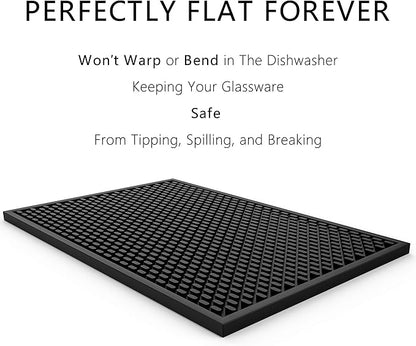 Silicone Drip Mat - 1/2 Inch Thick, Heat-Resistant and Food Safe - Counter Top, Coffee Bar or Restaurant - Drying Mat for Glasses - 18x12 Inches