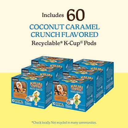 Kauai Coffee Coconut Caramel Crunch Flavor - Compatible with K-Cup Brewers, 10 CT (Pack of 6)