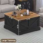 Load image into Gallery viewer, Farmhouse Coffee Table with Hidden Storage Compartment, Black Square Coffee Table for Living Room, Wood Center Table with Hinged Lifting Tabletop for Home