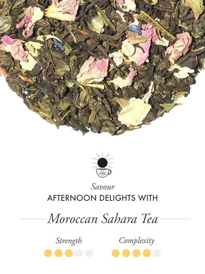 TWG Tea | Moroccan Sahara Tea | Green & Black Tea | Rose Petals, Nuts & Spices | Haute Couture Tin, 100g | Gift Set