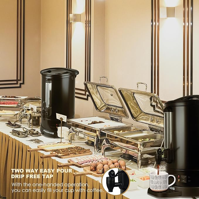 Coffee Maker 100 Cup Commercial Coffee Urn,Hot water/beverage Machine and Drink Dispenser-Premium 304 Double-Wall Stainless Steel Electric Percolator Coffee pot,Keep Warm for Hours,Matte Black