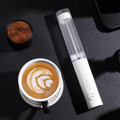 Bincoo Performance Milk Foamer - Dual Speed, Waterproof, Stainless Steel, Ultra Fast Handheld Drink Mixer - Create Barista Microfoam in 60 Seconds for Latte, Cappuccino & Coffee at Home (White)