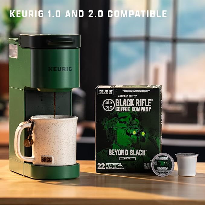 Black Rifle Coffee Company Beyond Black, 84 Count, Dark Roast K Cups - Single Serve K Cups Coffee Pods - Kcup Pods Compatible with Keurig 1.0 & 2.0 - Made from Arabica Beans