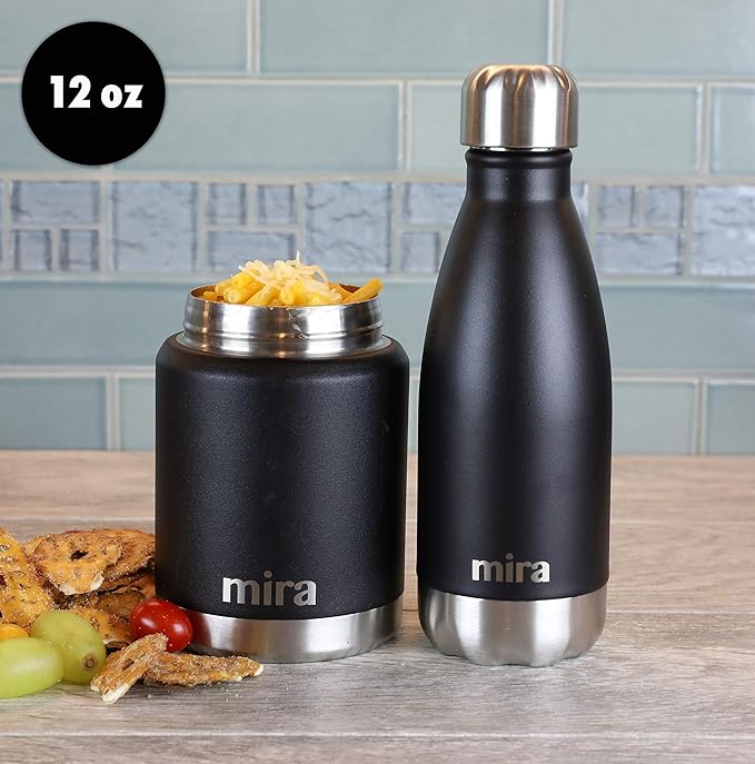 MIRA 12 oz Insulated Water Bottle - Slim Stainless Steel Cola Shape Thermo - Double Wall Hot & Cold Flask (24Hr Cold/12Hr Hot) - Cactus Green