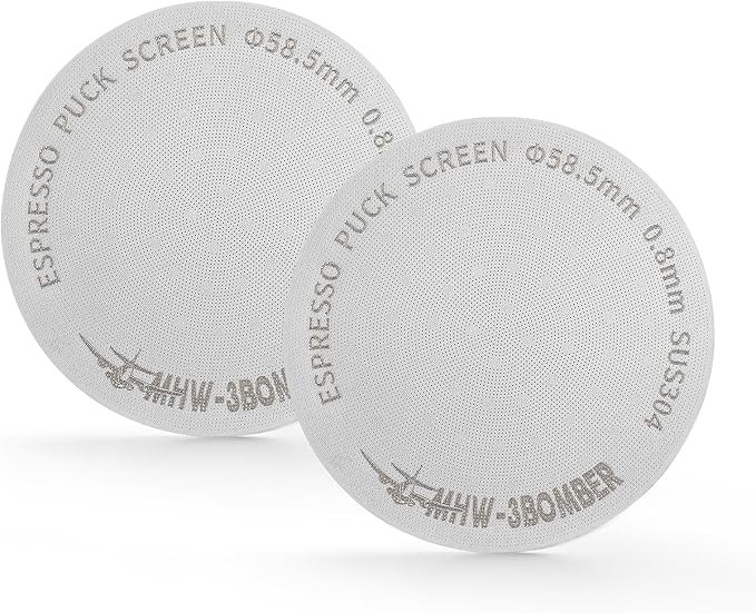 MHW-3BOMBER 58.5mm Espresso Puck Screen 2 Packs Metal Coffee Filter Reusable Espresso Filters for 58mm Portafilter Basket 0.8mm Thickness FG7010-OS