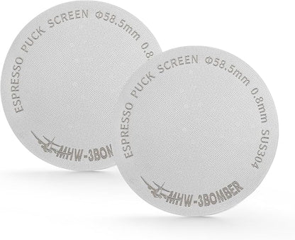 MHW-3BOMBER 58.5mm Espresso Puck Screen 2 Packs Metal Coffee Filter Reusable Espresso Filters for 58mm Portafilter Basket 0.8mm Thickness FG7010-OS