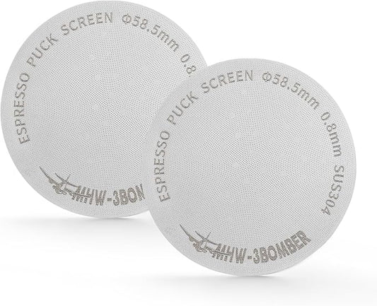 MHW-3BOMBER 58.5mm Espresso Puck Screen 2 Packs Metal Coffee Filter Reusable Espresso Filters for 58mm Portafilter Basket 0.8mm Thickness FG7010-OS