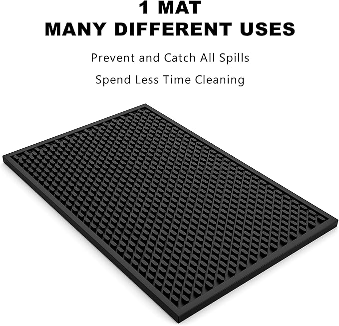 Silicone Drip Mat - 1/2 Inch Thick, Heat-Resistant and Food Safe - Counter Top, Coffee Bar or Restaurant - Drying Mat for Glasses - 18x12 Inches