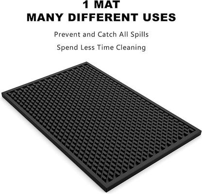 Silicone Drip Mat - 1/2 Inch Thick, Heat-Resistant and Food Safe - Counter Top, Coffee Bar or Restaurant - Drying Mat for Glasses - 18x12 Inches