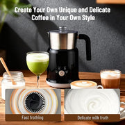 Electric Milk Frother Has Hot and Cold Functions 700-ml Split Stainless Steel Automatic Milk Frother and Steamer with Transparent Lid, Anti-Dry,Dishwasher-Safe