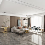 Load image into Gallery viewer, 4-Piece Coffee Table Set, White and Gold Living Room Tables with 4 Geometric Bases, 1 Coffee Table + 2 End Table + 1 Console Table for Home Office