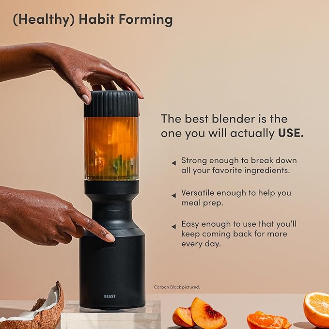 Beast Mighty 850 | Premium Compact Personal Blender | Smoothies, Shakes, Dressings, Sauces, Desserts, Dips | Blends Ice and Frozen Fruit | Includes Extra Lids and Straws | 850W (Mist)