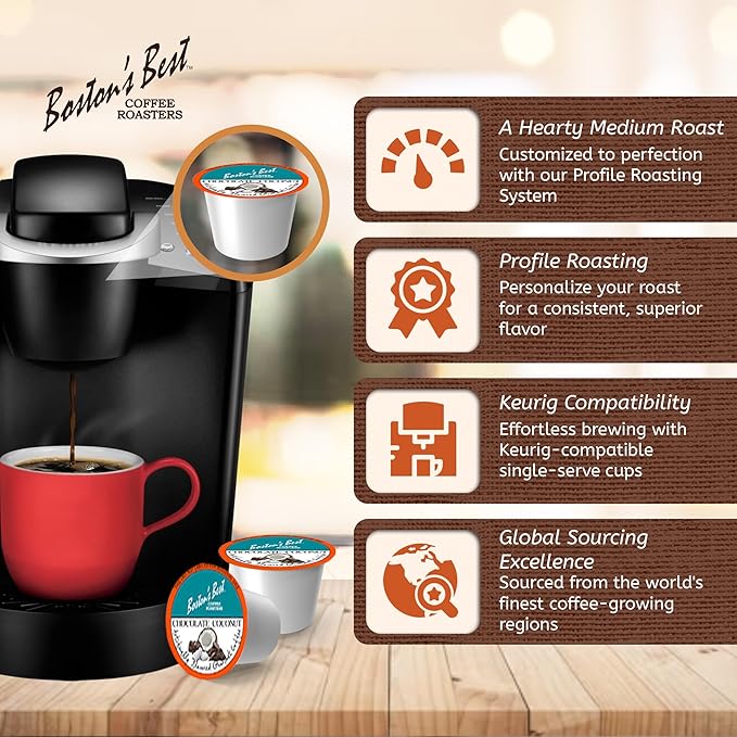 Boston’s Best - Chocolate Coconut Flavored Dessert Gourmet Coffee Compatible with Keurig Coffee Maker, 1 Count (42 Single Serve Medium Roast Cups)