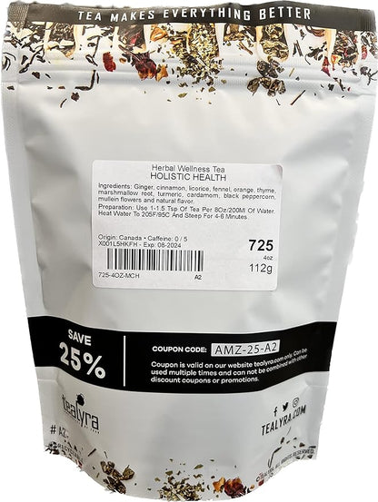 Tealyra - Holistic Health Tea - Turmeric Healthy Tonic - Ginger - Fennel - Cinnamon - Loose Leaf - All-In-One Wellness Blend - Caffeine-Free - 112g (4-ounce)