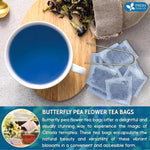 Load image into Gallery viewer, FreshDrinkUS, 100 Premium Butterfly Pea Flower Tea Bags – 100% Pure &amp; Natural | Caffeine-Free Herbal Blue Tea | No Additives, Non-GMO, Made With Natural Material Tea Bag, No Sugar, No Caffeine, No Gluten, Vegan