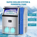Load image into Gallery viewer, Commercial Ice Maker Machine, 175Lbs/24H with 45Lbs Storage, 55Pcs Clear Ice Cubes in 8-15Mins, Freestanding Stainless Steel Ice Machine for Home, Bar, Party, Office - Fast Ice Making &amp; Easy to Clean