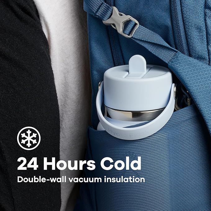 Hydro Flask Water Bottle - Insulated Stainless Steel - Wide Straw Lid, Non Spill, Leakproof in 32 Oz Black