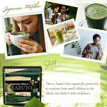 Kazuto Matcha Selected Premium Japanese Green Tea for Lattes and Usucha Superior Premium Grade Authentic Japanese First Harvest from Japan Antioxidants Unsweetned