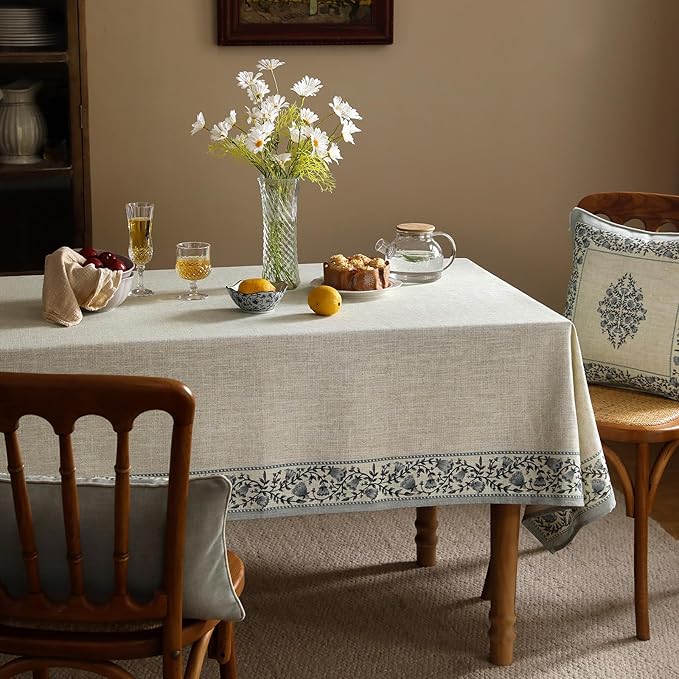 Designer Vintage Linen Elegant Small Square Tablecloth,Chinoiserie Floral Indoor Table Cloth,Wrinkle Resistant Decor Table Cover for Dining Thanksgiving Kitchen,55"*55"-Segerman B