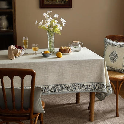 Designer Vintage Linen Elegant Square Table Cloth,Chinoiserie Floral Tablecloth,Wrinkle Resistant Decor Table Cover for Dining Thanksgiving Kitchen Christmas,67"*67"-Segerman B