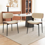 Load image into Gallery viewer, Modern PU Leather Dining Room Chairs Set of 6, Upholstered Kitchen Chairs with Curved Wood Backrest and Metal Legs Adjustable Feet for Kitchen Dining Room(Beige)