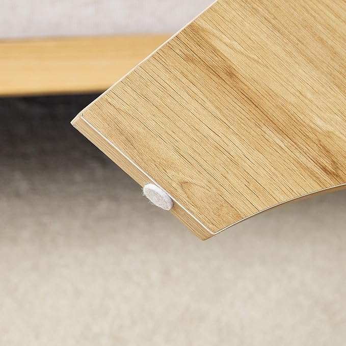 31.5" Round Glass Coffee Table with Tempered Glass Top and MDF Base, Diagonal Fan-Shaped Tray Design Table Leg Simple & Modern Center Table for Living Room Office Apartment Wood