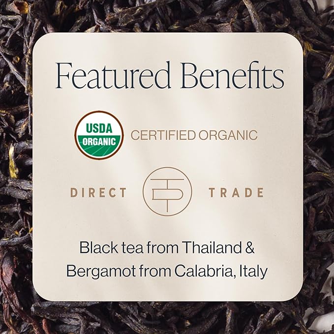 Rishi Tea Earl Grey Tea - Organic Loose Leaf Pure Black Tea with Bergamot Oil, Energizing & Caffeinated - 4 Ounces, 12+ Servings