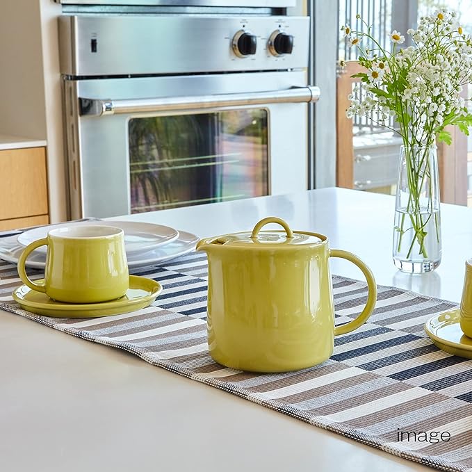 Fourlife 620 Lmc Lemoncello D'Anjou Teapot, Pottery, 19.1 fl oz (591 ml), 3 Cups, Includes Tea Strainer, Microwave and Dishwasher Safe, Yellow, Yellow