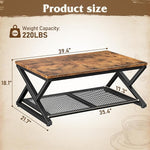 Load image into Gallery viewer, EnHomee Coffee Table with Storage, Modern Coffee Tables for Living Room with Mesh Shelf, 2 Tier Rectangular Center Table for Living Room, Bedroom, 39.4 Inch, Rustic Brown